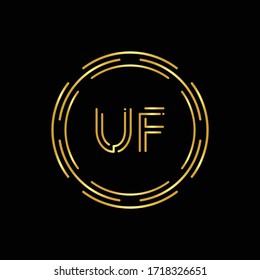 Initial UF Logo Creative Typography Vector Template. Digital Abstract Letter UF Logo Design