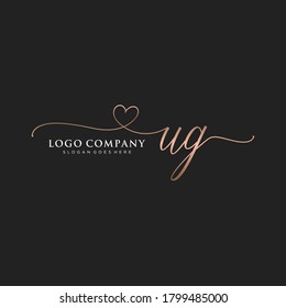 Initial UG beauty monogram and elegant logo design, handwriting logo of initial signature, wedding, fashion, floral and botanical with creative template.