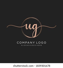 Monograma inicial de belleza UG y diseño elegante de logotipo, logotipo de escritura a mano de firma inicial, boda, moda, floral y botánica con plantilla creativa.