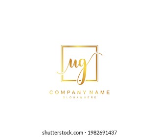 Initial UG beauty monogram and elegant logo design, handwriting logo of initial signature, wedding, fashion, floral and botanical with creative template.