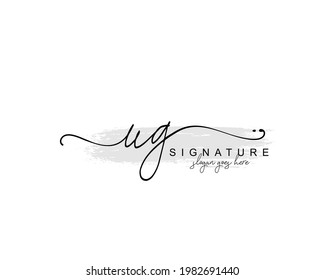 Initial UG beauty monogram and elegant logo design, handwriting logo of initial signature, wedding, fashion, floral and botanical with creative template.