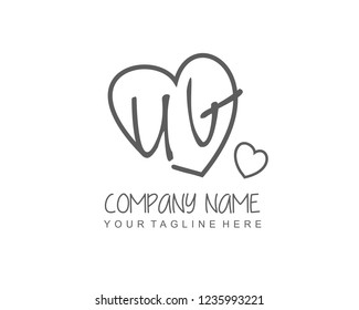 Initial UG with love logo template vector