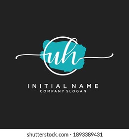 Initial UH  beauty monogram and elegant logo design, handwriting logo of initial signature, wedding, fashion, floral and botanical with creative template.
