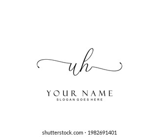 Initial UH beauty monogram and elegant logo design, handwriting logo of initial signature, wedding, fashion, floral and botanical with creative template.
