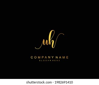 Monograma inicial de belleza UH y diseño elegante de logotipo, logotipo de escritura a mano de firma inicial, boda, moda, floral y botánica con plantilla creativa.