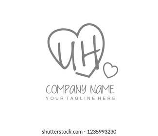 Initial UH with love logo template vector