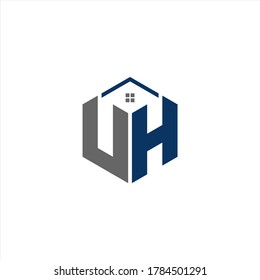 Monograma moderno UH inicial y elegante diseño de logotipo, logotipo de icono de vectores de letras profesionales sobre fondo negro.