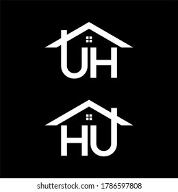 Initial UH modern monogram and elegant logo design, Professional Letters Vector Icon Logo on black background.