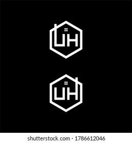 Initial UH modern monogram and elegant logo design, Professional Letters Vector Icon Logo on black background.