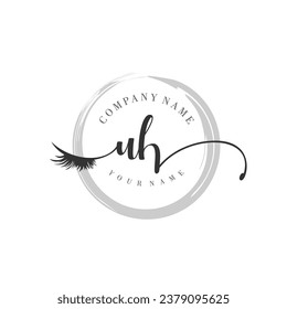 Initial UH monogram eye and eyelash handwriting