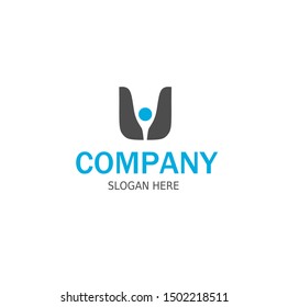 Initial UI Logo monogram design template.