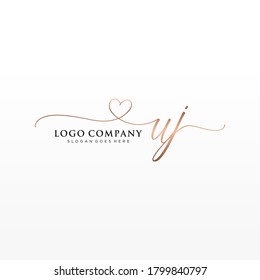 Initial UJ beauty monogram and elegant logo design, handwriting logo of initial signature, wedding, fashion, floral and botanical with creative template.