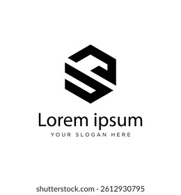 Initial UJ Logo Polygon Shape Letter logo Design white background