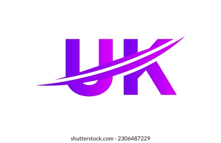 Initial UK letter Logo With Swoosh Design Graphic Vector Template for Business and Company Identity.