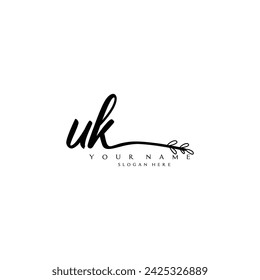 Initial UK logo handwriting floral typography ornament