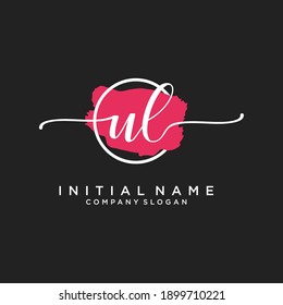 Initial UL beauty monogram and elegant logo design, handwriting logo of initial signature, wedding, fashion, floral and botanical with creative template.