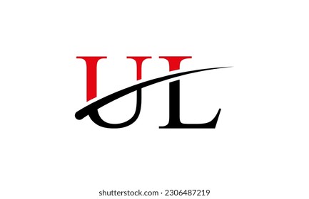 Initial UL letter Logo With Swoosh Design Graphic Vector Template for Business and Company Identity.