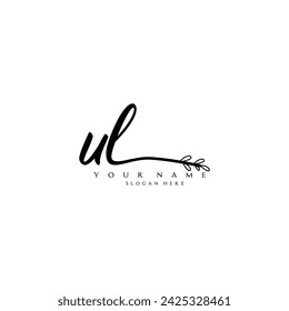 Initial UL logo handwriting floral typography ornament
