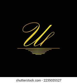 Initial UL logo signature elegant gold element