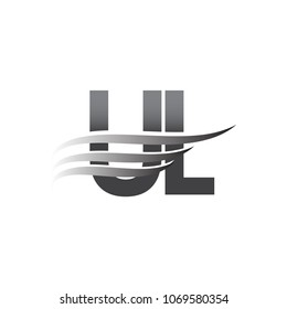 Initial UL wing logo, grey color vector logotype, logo for company name business and company identity.