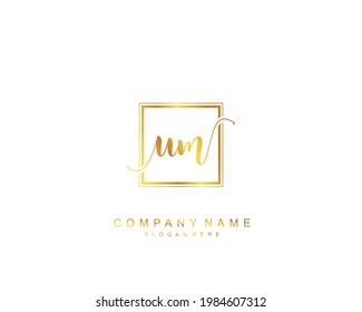 Initial UM beauty monogram and elegant logo design, handwriting logo of initial signature, wedding, fashion, floral and botanical with creative template.