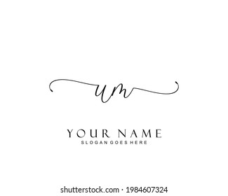 Initial UM beauty monogram and elegant logo design, handwriting logo of initial signature, wedding, fashion, floral and botanical with creative template.