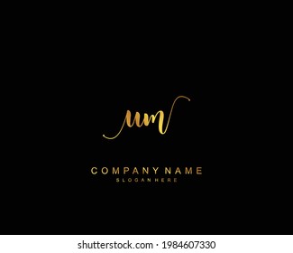 Initial UM beauty monogram and elegant logo design, handwriting logo of initial signature, wedding, fashion, floral and botanical with creative template.