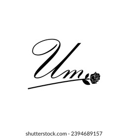 Initial UM handwriting flower typography ornament modern