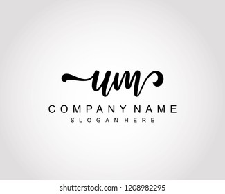 Initial UM handwriting logo vector