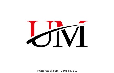 Initial UM letter Logo With Swoosh Design Graphic Vector Template for Business and Company Identity.