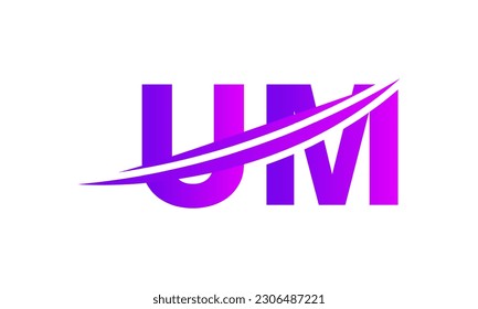 Initial UM letter Logo With Swoosh Design Graphic Vector Template for Business and Company Identity.