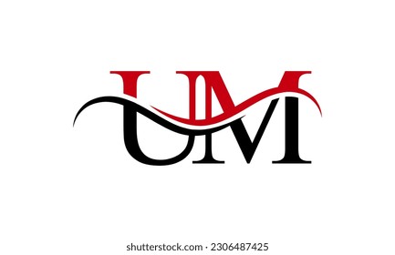 Initial UM letter Logo With Swoosh Design Graphic Vector Template for Business and Company Identity.