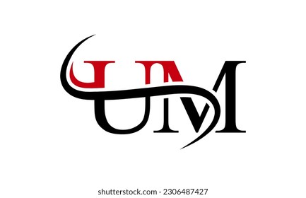 Initial UM letter Logo With Swoosh Design Graphic Vector Template for Business and Company Identity.