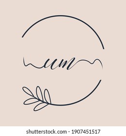 Initial UM logo Handwriting floral and botanical vector