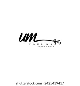 Initial UM logo handwriting floral typography ornament