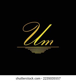 Initial UM logo signature elegant gold element