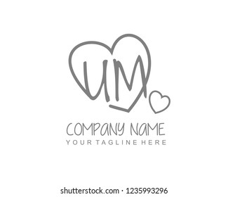 Initial UM with love logo template vector