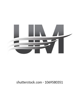 Initial UM wing logo, grey color vector logotype, logo for company name business and company identity.