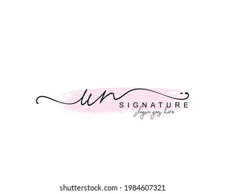 Initial UN beauty monogram and elegant logo design, handwriting logo of initial signature, wedding, fashion, floral and botanical with creative template.