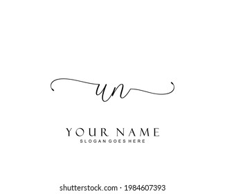 Initial UN beauty monogram and elegant logo design, handwriting logo of initial signature, wedding, fashion, floral and botanical with creative template.