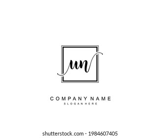 Initial UN beauty monogram and elegant logo design, handwriting logo of initial signature, wedding, fashion, floral and botanical with creative template.