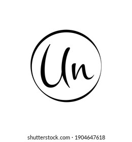 Initial UN Circular Shape Black Script Letter Logo Design vector Template