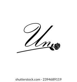 Initial UN handwriting flower typography ornament modern