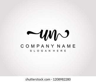 Initial UN handwriting logo vector