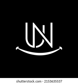 Initial UN Letter Logo Design Vector Template. Abstract smile shape UN Letter Logo Design Vector Illustration.