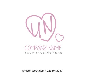 Initial UN with love logo template vector