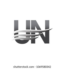 Initial UN wing logo, grey color vector logotype, logo for company name business and company identity.