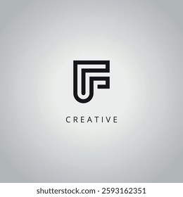 Initial Unique Letter UF FU Business Logo Design Vector Template.