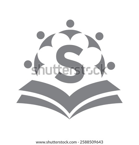 Initial Unity Logo On Letter S Concept With Book And Community Symbol. Teamwork, Team and Group Logo