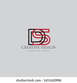Initial Upercase letter ds, linked outline logo,
